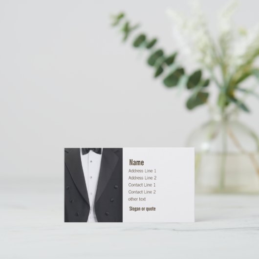 タキシードのジャケットおよびちょうネクタイ 名刺 (スタンド正面)