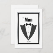 タキシードのスーツと蝶ネクタイ黒と白の招待 サンキューカード (正面/裏面)