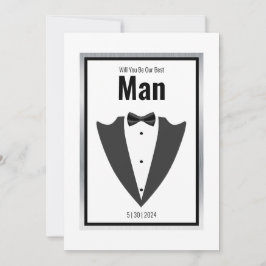 タキシードのスーツと蝶ネクタイ黒と白の招待 招待状