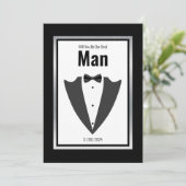 タキシードのスーツと蝶ネクタイ黒と白の招待 招待状 (スタンド正面)