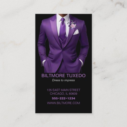 タキシードのスーツは衣服を清潔にモダン繕う 名刺 (正面)