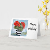 タキシードのゼラニウムのバースデー・カード カード (黄色い花)