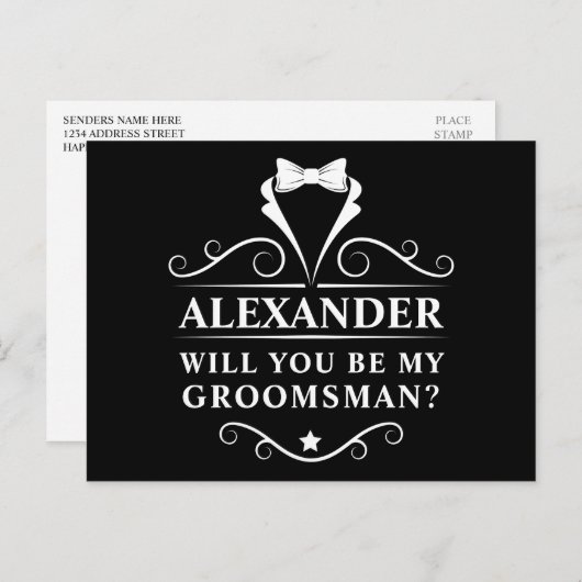 タキシードのネクタイは私のグロムスマンのブラック ポストカード (正面/裏面)