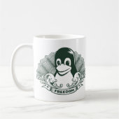 タキシードのペンギン- (Linux、開いた源、Copyleft、FSF) コーヒーマグカップ (左)