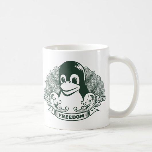 タキシードのペンギン- (Linux、開いた源、Copyleft、FSF) コーヒーマグカップ (右)