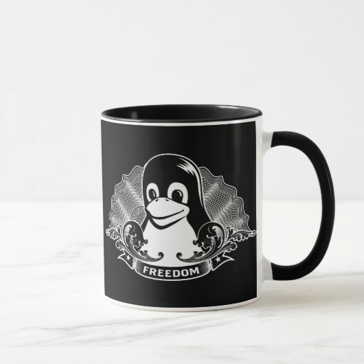 タキシードのペンギン- (Linux、開いた源、Copyleft、FSF) マグカップ (右)