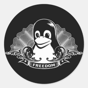 タキシードのペンギン- (Linux、開いた源、Copyleft、FSF) ラウンドシール