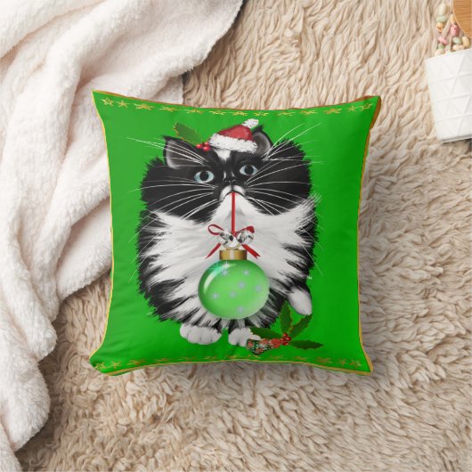 タキシードのメリークリスマスの枕 クッション (ブランケット)