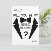 タキシードのリングボーイ 黒と白のプロポーズカード 招待状 (スタンド正面)