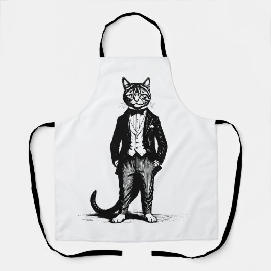 タキシードの上品な猫 エプロン (正面)