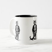 タキシードの上品な猫 ツートーンマグカップ (正面左)
