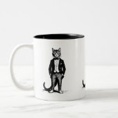 タキシードの上品な猫 ツートーンマグカップ (左)
