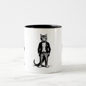 タキシードの上品な猫 ツートーンマグカップ (中央)
