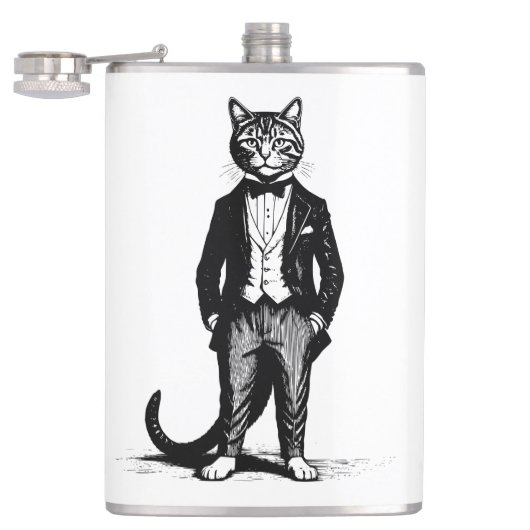 タキシードの上品な猫 フラスク (オープン)