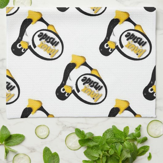 タキシードの中のLINUX Linuxのペンギンのロゴ キッチンタオル (折り畳み)