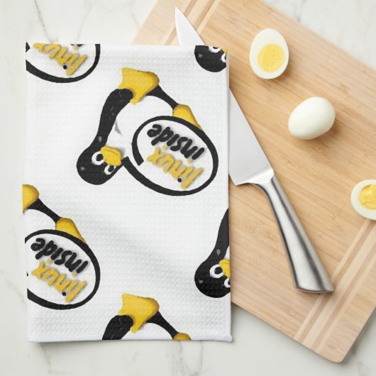 タキシードの中のLINUX Linuxのペンギンのロゴ キッチンタオル (四つ折り)