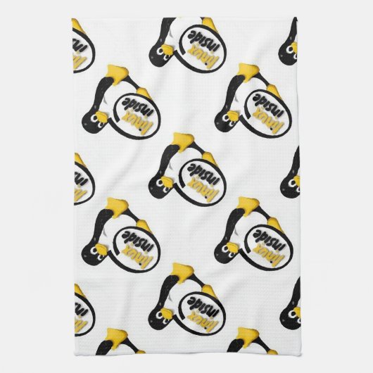 タキシードの中のLINUX Linuxのペンギンのロゴ キッチンタオル (縦)