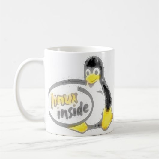タキシードの中のLINUX Linuxのペンギンのロゴ コーヒーマグカップ (左)