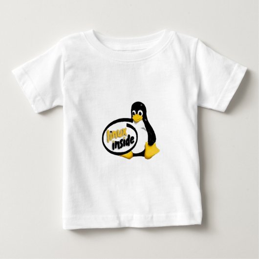 タキシードの中のLINUX Linuxのペンギンのロゴ ベビーTシャツ (正面)