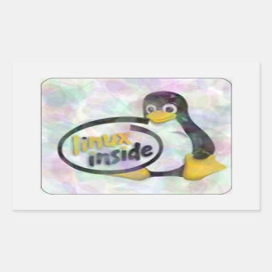 タキシードの中のLINUX Linuxのペンギンのロゴ 長方形シール