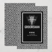 タキシードの介添人、ベストマン 黒と白のタキシード 招待状 (正面/裏面)
