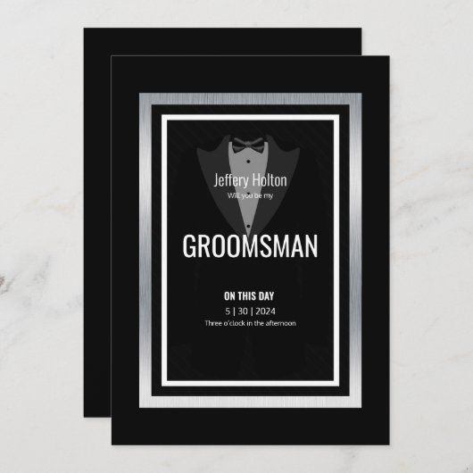 タキシードの仲間 黒と白のタキシード 招待状 (正面/裏面)