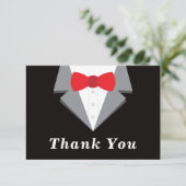 タキシードの感謝カード、ブラックタイ 出欠カード (スタンド正面)