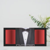 タキシードの準正装の赤くおよび黒い 招待状 (スタンド正面)
