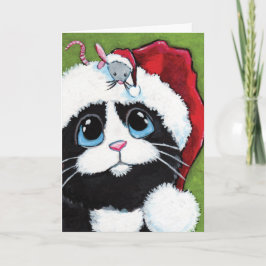 タキシードの猫及びフェスティバルのマウスのクリスマスカード シーズンカード