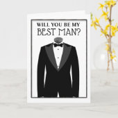 タキシードの花婿は私の花婿介添人フォーマル  カード (黄色い花)