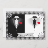 タキシードを持つエレガントで陽気な結婚式招待状 招待状 (正面)