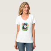 タキシードを着た子猫の花畑 水彩Tシャツ Tシャツ (正面フル)