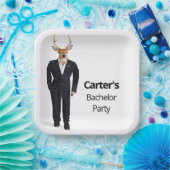 タキシードを着た独身パーティーのための鹿 ペーパープレート (パーティー)