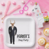 タキシードを着た鹿の独身パーティー ペーパープレート (パーティー)