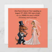 タキシードを着たT-Rexが指輪を持ってプロポーズするT-Rex 招待状 (正面/裏面)