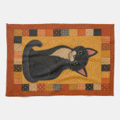 タキシードキャットのキルト キッチンタオル (横)
