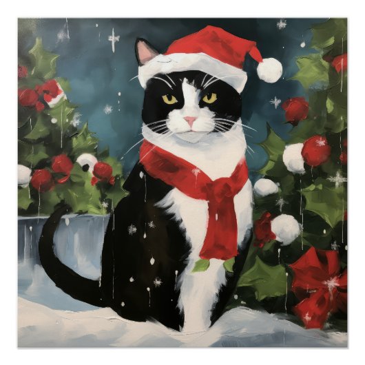 タキシードキャットのクリスマス雪景色 ポスター (正面)