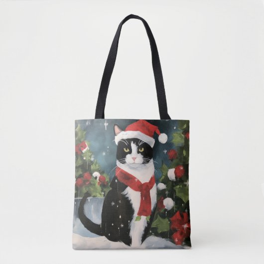 タキシードキャットのクリスマス トートバッグ (正面)