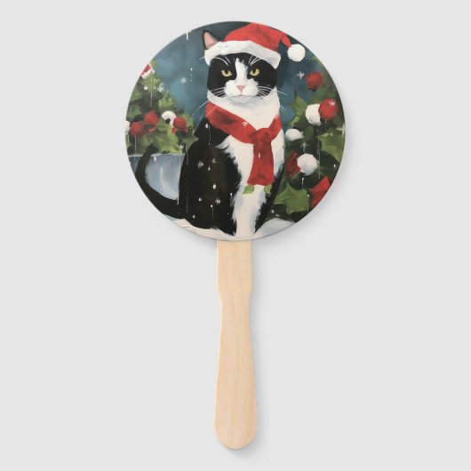 タキシードキャットのクリスマス ハンドファン (正面)