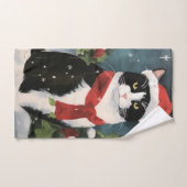 タキシードキャットのクリスマス バスタオルセット (ハンドタオル)