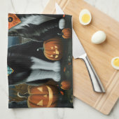 タキシードキャットのハロウィーン キッチンタオル (四つ折り)