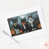 タキシードキャットのハロウィーン 長方形シール (封筒)