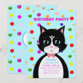 タキシードキャットの誕生日パーティー招待状 招待状 (正面/裏面)