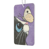 タキシードキャットアンドホワイトバタフライイラストレーション カーエアーフレッシュナー (左)