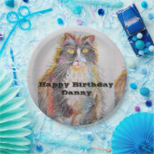 タキシードキャットウォーターカラーバースデーパーティー紙プレート ペーパープレート (パーティー)