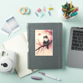 タキシードキャットオンさくらんぼの花日本のの美学 シール (iPadカバー)