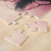 タキシードキャットオンさくらんぼの花日本のの美学 ジグソーパズル (側面)