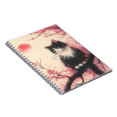 タキシードキャットオンさくらんぼの花日本のの美学 ノートブック (右側)