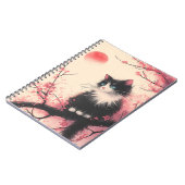 タキシードキャットオンさくらんぼの花日本のの美学 ノートブック (左側)