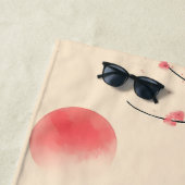 タキシードキャットオンさくらんぼの花日本のの美学 ビーチタオル (インサイチュ)